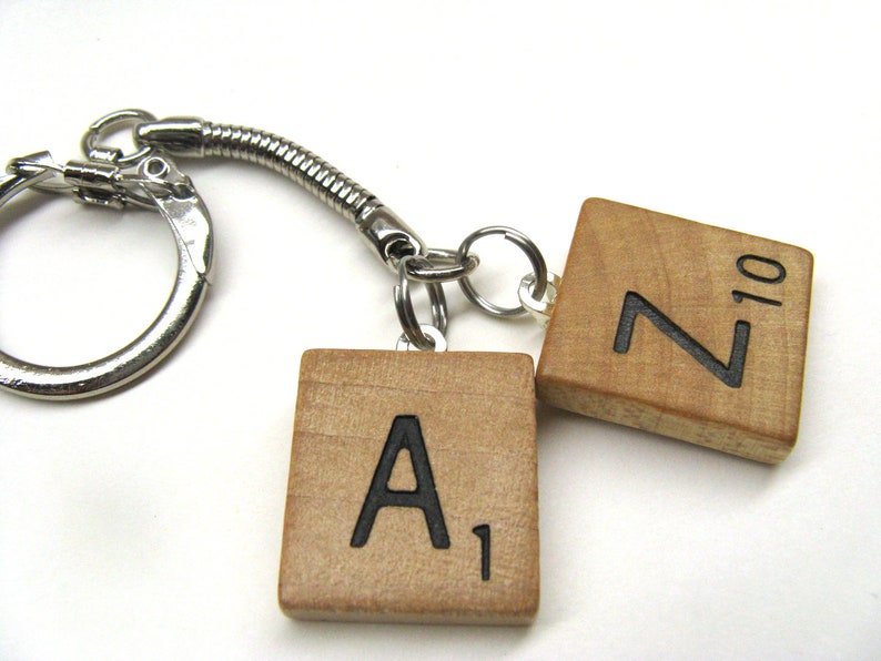 Scrabble tile keychain with 4 initials great personalized gift image 6