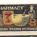 Postage stamps, Pharmacy 8 cent US stamps vintage ephemera, vintage postage, Use Zip Code plate block FREE SHIPPING