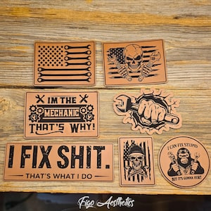 Mechanics Patches | Laser Engraved Leatherette Set (7 Pieces)