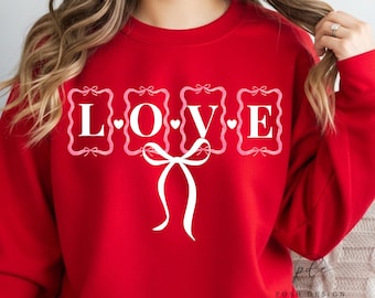 Love Coquette Bow PNG | Valentines Love Postage Stamp PNG | Love Heart and Bow PNG | Trendy Girly Galentines