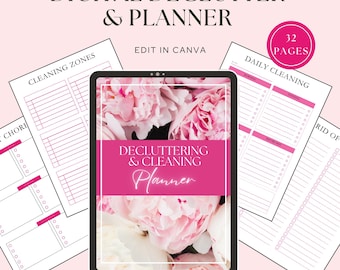 32-Page Declutter & Cleaning Planner: Home Organization Checklist (Digital Download)
