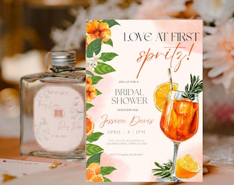 Aperol Spritz Bridal Shower Invitation: Citrus Theme (Canva Template, Digital Download)