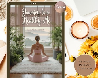 Journey to a Healthy Me Wellness Planner | Self Care Journal | Fitness & Health Tracker | Goal Setting Printable | Wellness Workbook | PLR