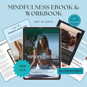 Done for you Mindfulness 80 Page eBook & Workbook | Self Love | Canva Template | Mental Health | PLR Master Resell Rights | Digital Download