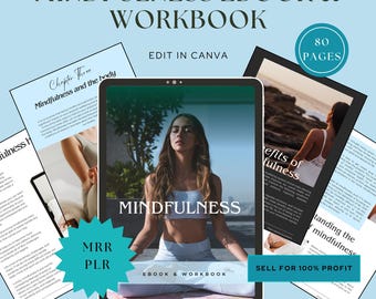 Done for you Mindfulness 80 Page eBook & Workbook | Self Love | Canva Template | Mental Health | PLR Master Resell Rights | Digital Download