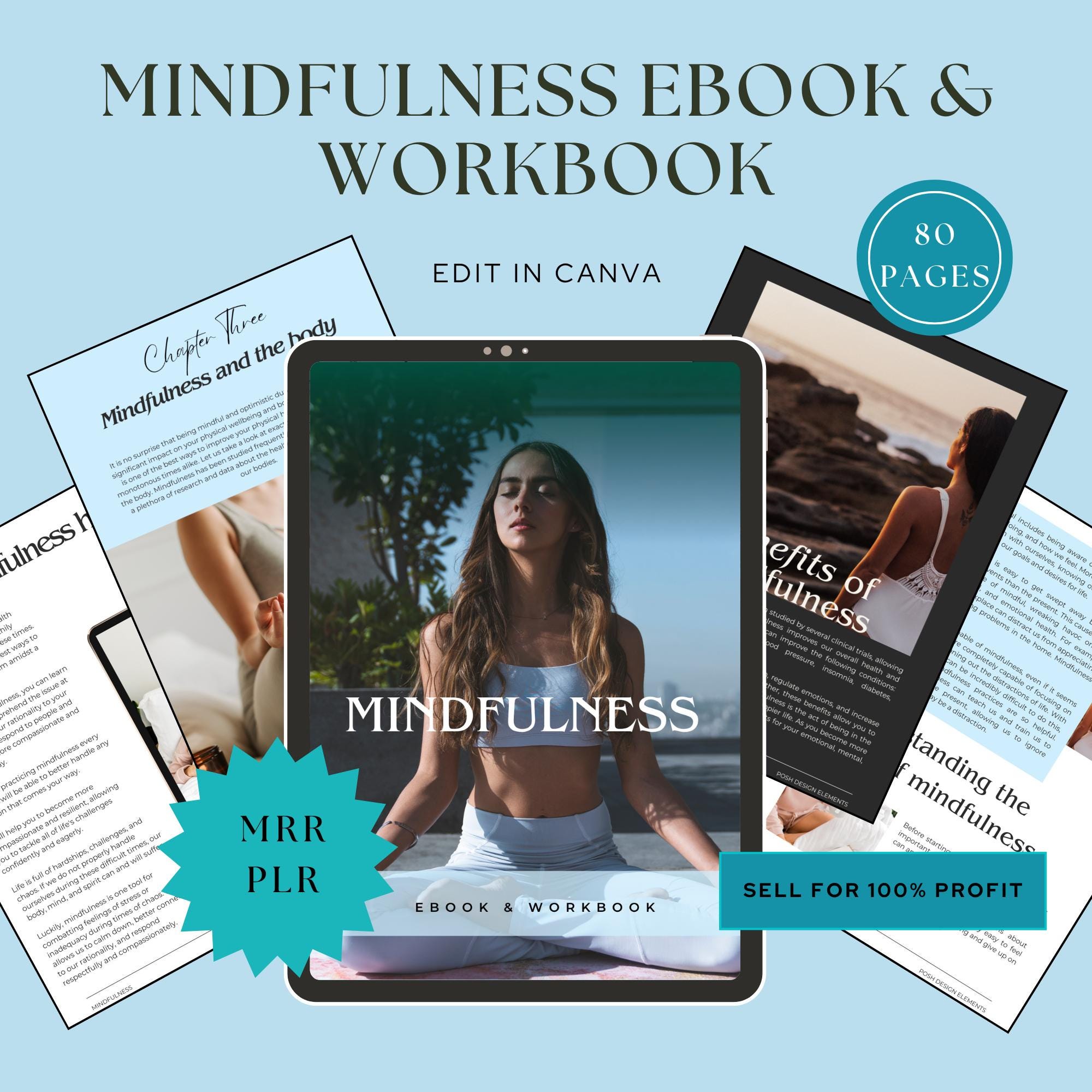 Done for You Mindfulness 80 Page Ebook & Workbook | Self Love | Canva ...