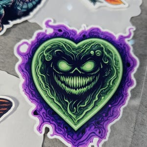 Neon horror valentijnssticker - spookachtig schattig valentijnsdagcadeau, gothic esthetische sticker, waterdicht vinyl