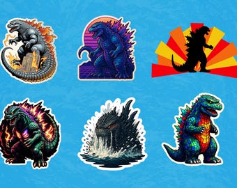 Godzilla-stickerpakket: 6 waterdichte vinyl Kaiju-stickers voor laptops en meer