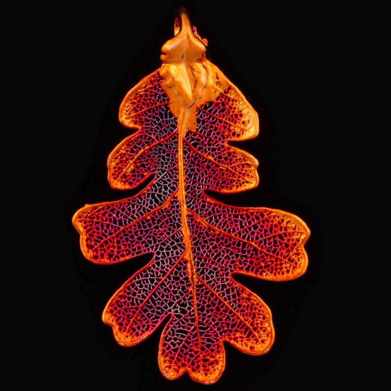 Real Oak Leaf Dipped In Iridescent Copper Pendant Leaf Only