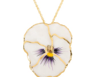 White Pansy Pendant - Gift Boxed