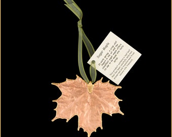 Copper Lacquered Real Sugar Maple Leaf Ornaments