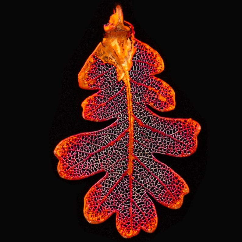 Real Oak Leaf Dipped In Iridescent Copper Pendant Leaf Only
