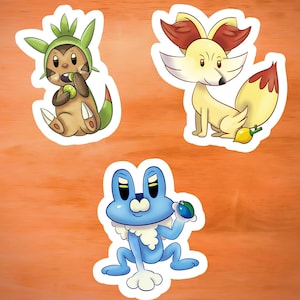 Pokemon Chespin Fennekin Froakie * Autocollants mignons, résistants à l’eau, permanents * Autocollant pour bouteille et cellulaire