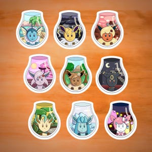 Pokemon Eevee Vaporeon Jolteon Flareon Espeon Umbreon Leafeon Glaceon Sylveon * Stickers mignons résistants à l'eau * Bouteille * Cellulaire