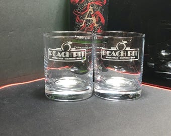 Vasos Peach Pit Rocks, 90210, vasos Beverly Hills Rocks, vasos de whisky, vasos de bourbon, juego de cristalería