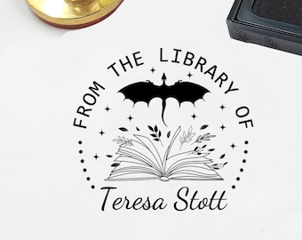 Personalized dragon Stamp|From the Library of |Personalized BOOK Stamp|Custom Library Stamp|Gift for book lover|Book Stamps