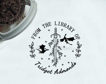Personalized dragon Stamp|From the Library of |Personalized BOOK Stamp|Custom Library Stamp|Gift for book lover|Book Stamps