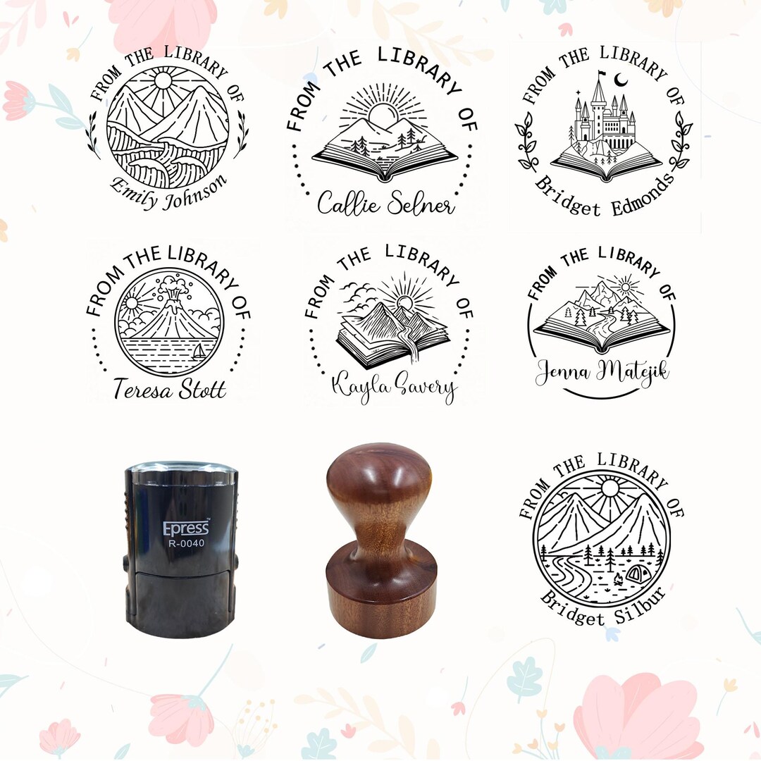 Library Stamp Design Personalized Book Stamp|from the Library of |personalized BOOK Stamp ...