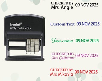 Personalized adjust Date Stamps, Date and Name Stamps,Teacherdate Stamps, checked by date stamps, teacher gift,Custom gift