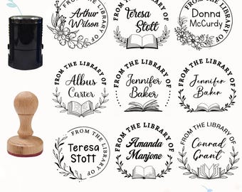 BOOK STAMP | Custom library Stamp | Embosser Stamp | From the Library of Stamp | Book Lover | Personalized Stamp | Book EMBOSSER
