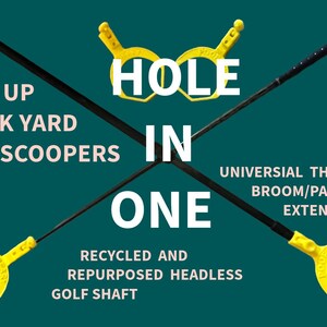 Hole in One, Poofary the touchless stand-up pooper scooper, no bending, no smell. Multiple loads per bag, save time and bags. No clean up.