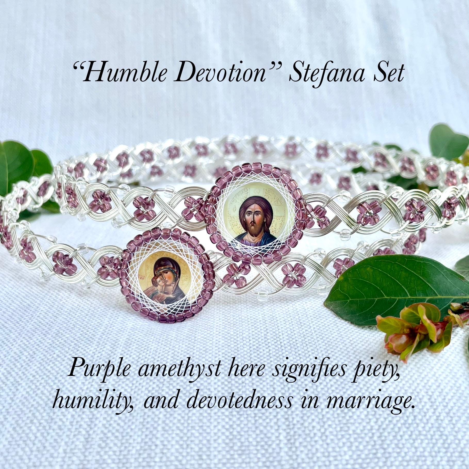 Handmade Amethyst & Silver Stefana Crowns: Byzantine Orthodox Wedding Tiaras