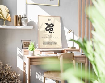 Year of the Snake Wall Art of an Enhanced Matte Paper Poster: Elegant Chinese Zodiac Print