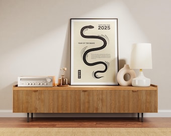2025 Year of the Snake Chinese New Year Poster – Minimalist Zodiac Wall Art for Modern Home Decor - Digital File