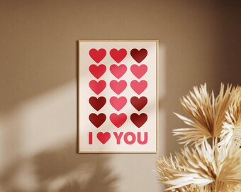 Romantic Framed 'I LOVE YOU' Wall Art – Modern Valentine’s Day or Anniversary Decor for a Warm, Minimalist Space