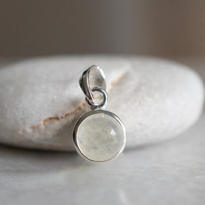 Dainty Moonstone Pendant: Minimalist 925 Sterling Silver Charm