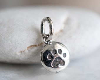 925 Tiny Sterling Silver Paw Print Pendant | Dainty Pet Memorial Charm | Jewelry for Animal Lovers | Pendant ONLY