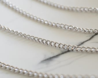 Delicate Sterling Silver Chain | Curb Chain | 925 Italian Silver Necklace Chain | 3/32 Inch Thin Chain for Pendants | Chain ONLY