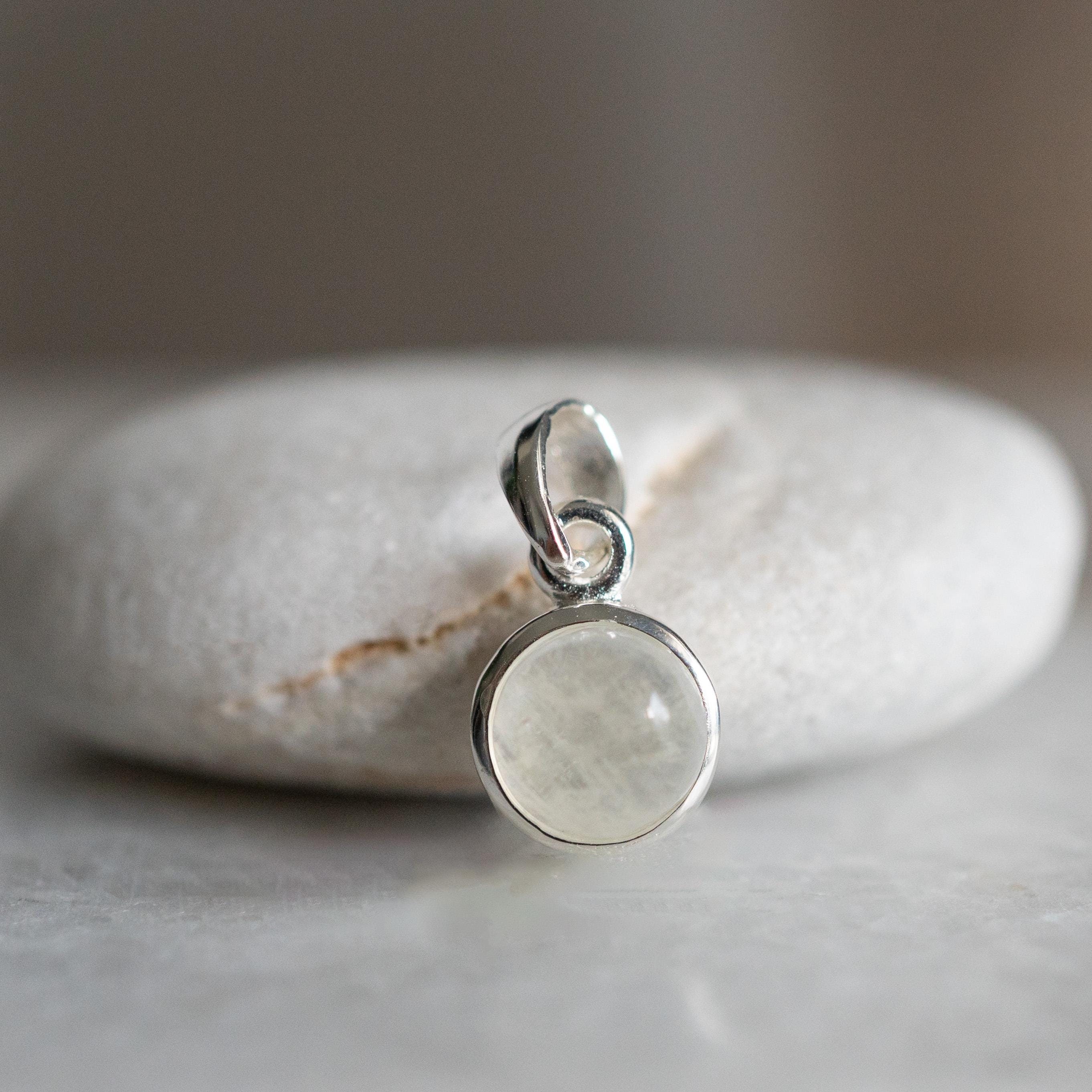 Dainty Moonstone Charm Pendant | Small 925 Sterling Silver Minimalist Jewelry | Elegant Gemstone Accent | Pendant ONLY