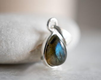 Labradorite Pendant | 925 Sterling Silver Teardrop Gemstone Necklace Charm | Pendant ONLY