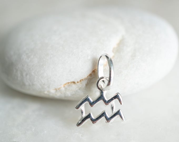 Sterling Silver Aquarius Pendant: Dainty Zodiac Charm
