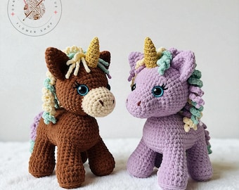 Handmade Crochet Unicorn Plushies, Amigurumi Toy Set, Cute Crochet Animals, Easy Crochet Plush, Personalized Custom Gift for Kids