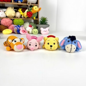 Winnie the Pooh Crochet Pattern Set – PDF Download | Pooh Bear, Tigger, Piglet, Eeyore Amigurumi Keychain | Cute Animal Plush DIY Pattern