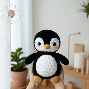 Handmade Crochet Penguin Plushie, Amigurumi Toy Bird, Easy Crochet Animals, Custom Plush, Personalized Crochet Gift for Kids