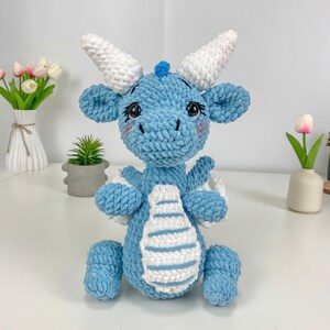 Baby Dragon Crochet Plush, Cute Amigurumi Dragon Toy, Handmade Stuffed Animal, Fantasy Creature Plushie, Crochet Gift Handmade