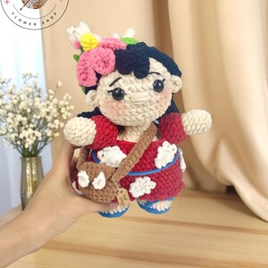 Lilo  Crochet Plush, Hawaiian Girl Amigurumi Doll, Handmade And Finished, Cute Alien Movie Character Gift For Kids