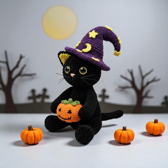 Gatto Halloween Gatto Con Una Zucca Illustrazione di Stock