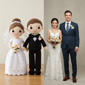 Custom Crochet Couple Dolls, Personalized Amigurumi Couple, Custom Crochet Couple Gift, Crochet Couple Plush Dolls, Wedding Gift Plush Set