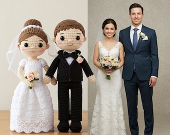 Custom Crochet Couple Dolls, Personalized Amigurumi Couple, Custom Crochet Couple Gift, Crochet Couple Plush Dolls, Wedding Gift Plush Set