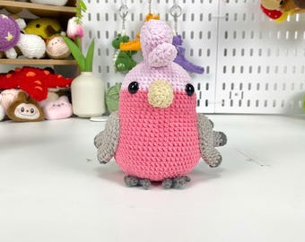 Galah Cockatoo Crochet Plush, Pink Bird Toy, Nature Inspired Style, Handmade And Finished – Gift For Bird Lovers Or Decor