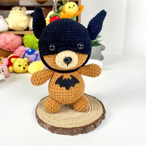 Handmade Bear Masked Superhero, Cute Crochet Superhero Bear, Custom Bear Masked Superhero, Personalized Crochet Superhero Bear