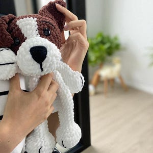 Jack Russell Dog Crochet Plushie Snuggler, Handmade Stuffed Animal Dog, Soft Amigurumi Pet Gift, Custom Dog Plush