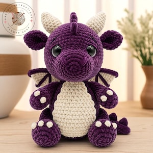 Custom Dragon Plush Handmade Crochet Toy, Cute Amigurumi Fantasy Animal Gift, Soft Stuffed Dragon For Kids Or Room Decor