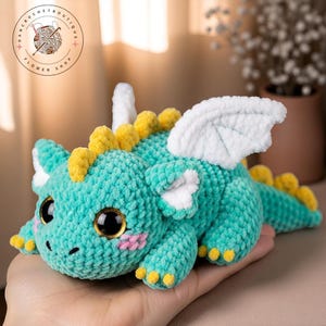Tiny Dragon Plush Handmade Crochet Toy, Cute Amigurumi Fantasy Animal Gift, Soft Stuffed Dragon For Kids Or Room Decor