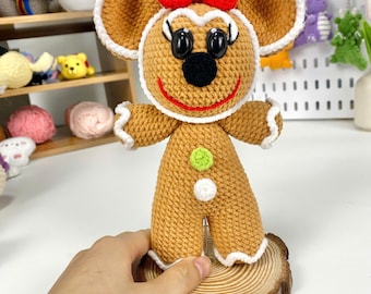 Minnie Mouse hecha a mano, lindo amigurumi de Minnie Mouse, juguete de Minnie Mouse de ganchillo, Minnie Mouse de Navidad, muñeca de ratón hecha a mano