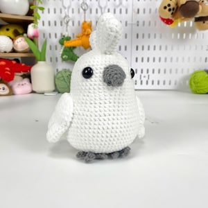 Motif cacatoès fait main, motif cacatoès blanc fait main, oiseau au crochet, motif oiseau Amigurumi, motif animal mignon